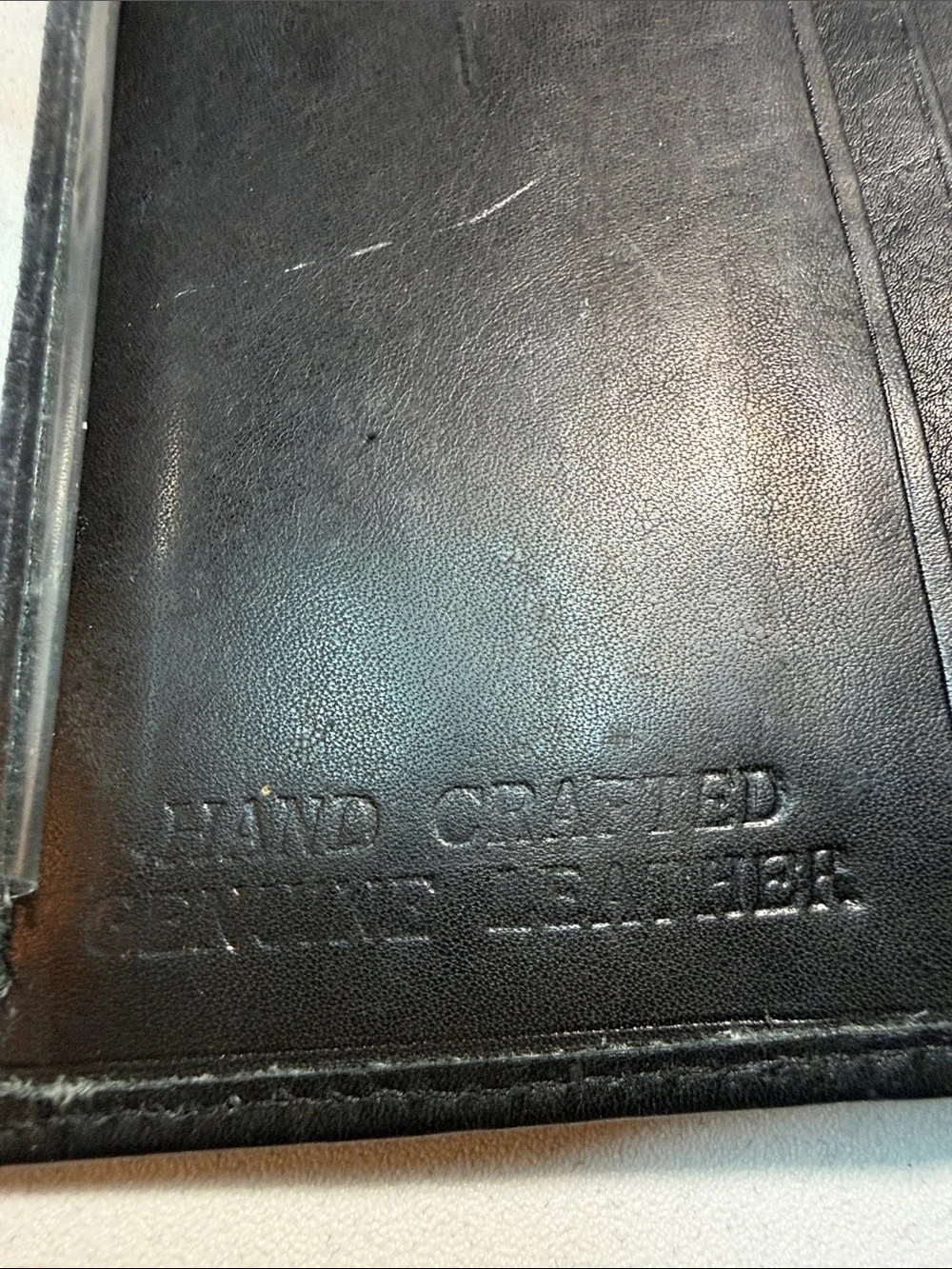 Black Leather Trifold Wallet with ID Window